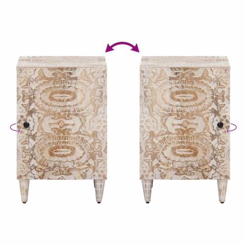 Шкаф за баня Бяло 38 x 33,5 x 58 см Солидно мангово дърво