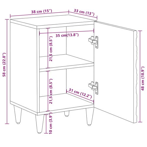 Шкаф за баня Бяло 38 x 33,5 x 58 см Солидно мангово дърво