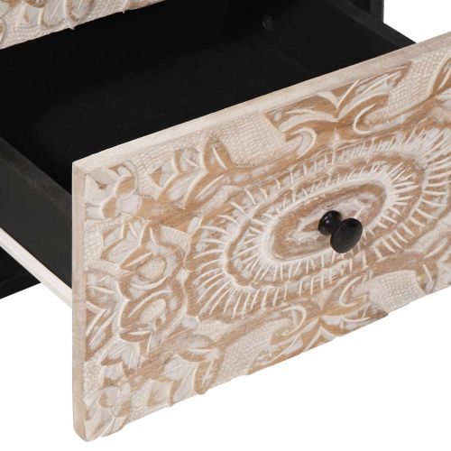 Служебен шкаф Бяло 40 x 33,5 x 75 см Солидно мангово дърво