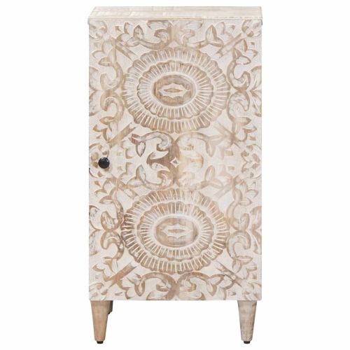 Служебен шкаф Бяло 40 x 33,5 x 75 см Солидно мангово дърво