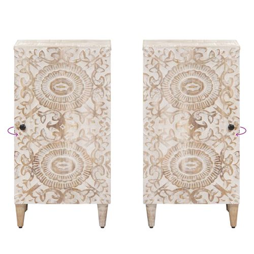 Служебен шкаф Бяло 40 x 33,5 x 75 см Солидно мангово дърво