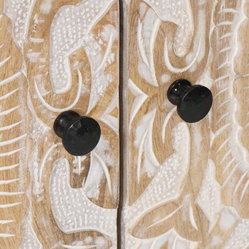 Служебен шкаф Бяло 60 x 33,5 x 75 см Солидно мангово дърво