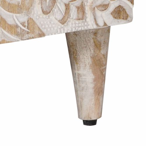 Служебен шкаф Бяло 60 x 33,5 x 75 см Солидно мангово дърво