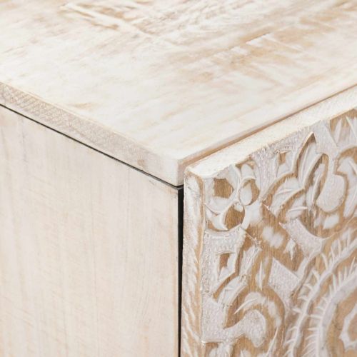 Служебен шкаф Бяло 60 x 33,5 x 75 см Солидно мангово дърво