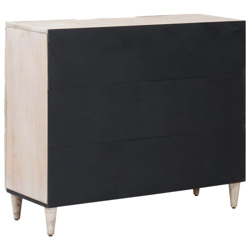 Служебен шкаф Бяло 90 x 33,5 x 75 см Солидно мангово дърво