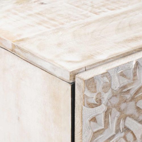 Висок шкаф с рафт Бяло 40 x 33,5 x 110 см Солидно мангово дърво