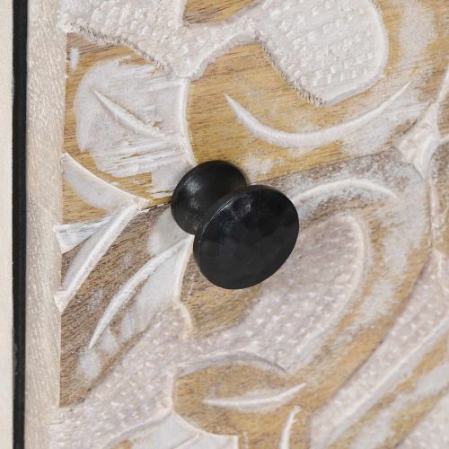 Висок шкаф с рафт Бяло 40 x 33,5 x 110 см Солидно мангово дърво