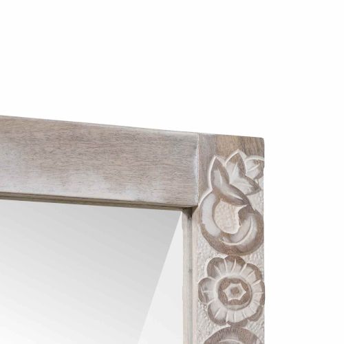 Огледало за баня Бял 70 x 50 x 2,5 см Солидно мангово дърво