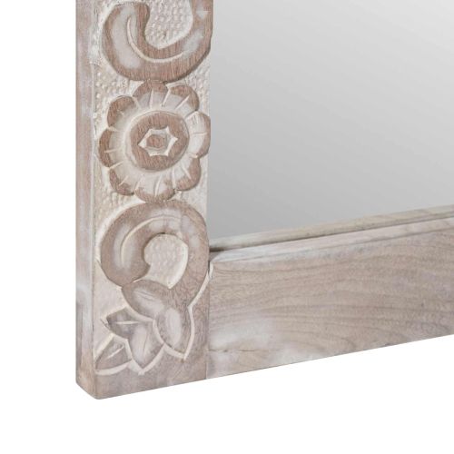 Огледало за баня Бял 70 x 50 x 2,5 см Солидно мангово дърво