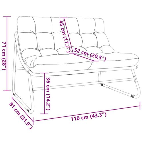 Градинска мебел с възглавница Черно 110 x 81 x 71 см