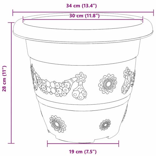 Кръгла саксия за цветя 24 pcs Червено тухла Ø 34 x 28 см
