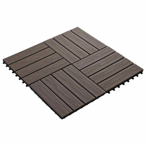 Плочка за decking 3D дизайн 11 pcs Тъмен кафяв 30 x 30 cm WPC