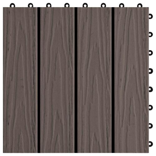 Плочка за decking 3D дизайн 11 pcs Тъмен кафяв 30 x 30 cm WPC