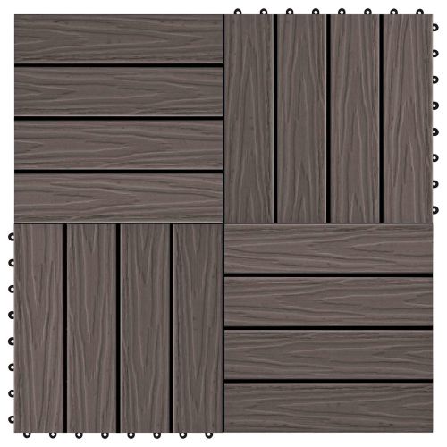 Плочка за decking 3D дизайн 11 pcs Тъмен кафяв 30 x 30 cm WPC