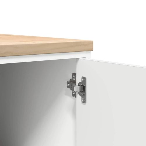 Гаражен шкаф за съхранение, бял, 30x51x85 см, бор масив