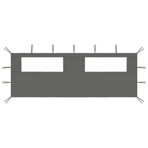 Странична стена за шатра с прозорци, 6x2 м, антрацит