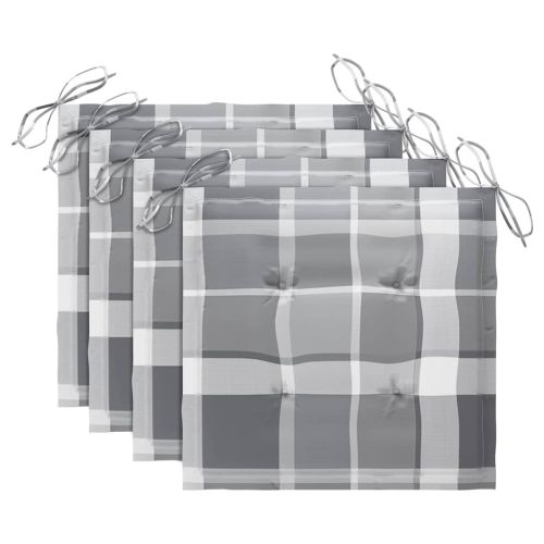 Сгъваеми градински столове с възглавници, 4 бр, тик масив