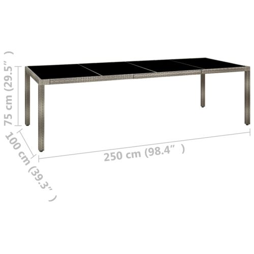 Външен трапезен комплект от 9 части с възглавници полиратан сив