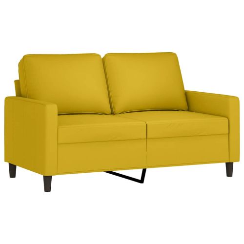 Комплект дивани от 3 части с възглавници, жълт, кадифе