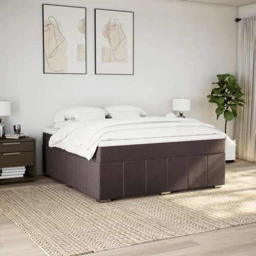 Боксспринг легло с матрак, тъмнокафяво, 180x200 см, плат
