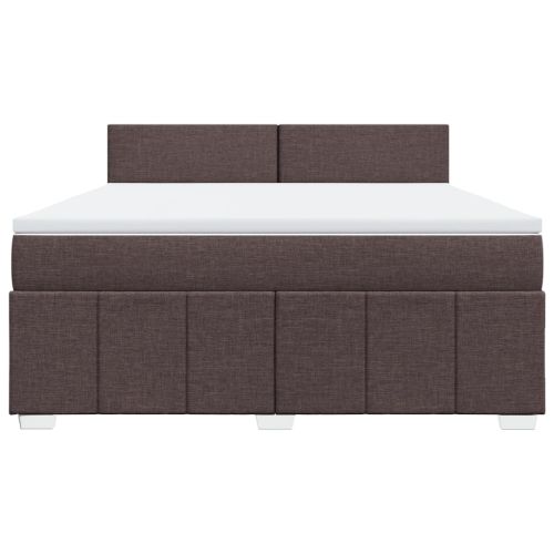 Боксспринг легло с матрак, тъмнокафяво, 180x200 см, плат