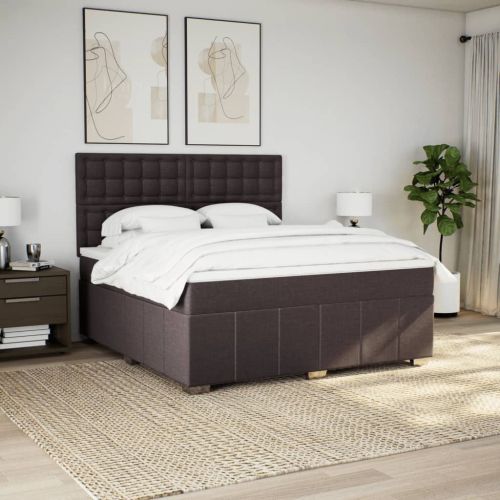 Боксспринг легло с матрак, тъмнокафяво, 180x200 см, плат