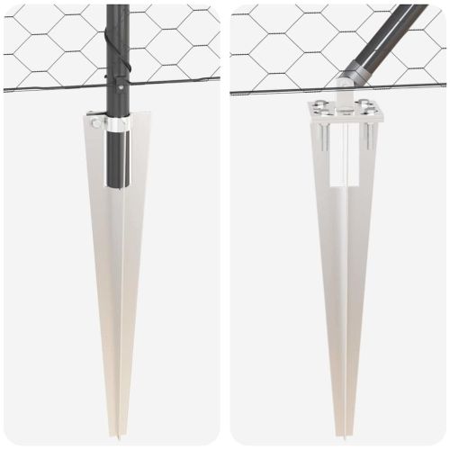 Стълб за ограда. Сив 100 x 0,6 м (50 мм мрежа) Стомана и PVC