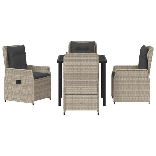 Комплект за хранене в градината 5 pcs Светлосиво полиратан