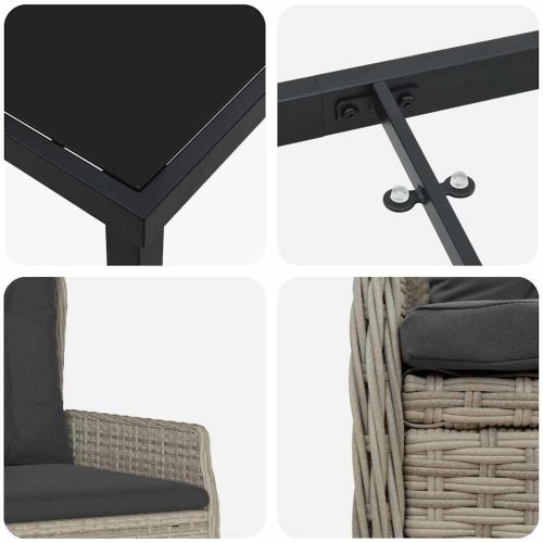 Комплект за хранене в градината 5 pcs Светлосиво полиратан