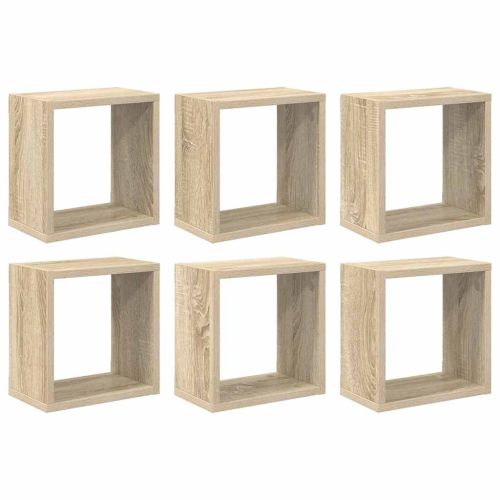 Стенни кубични рафтове, 6 бр, дъб сонома, 26x15x26 см
