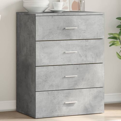 Сайдборд, бетонно сив, 60x39x80 см, инженерно дърво