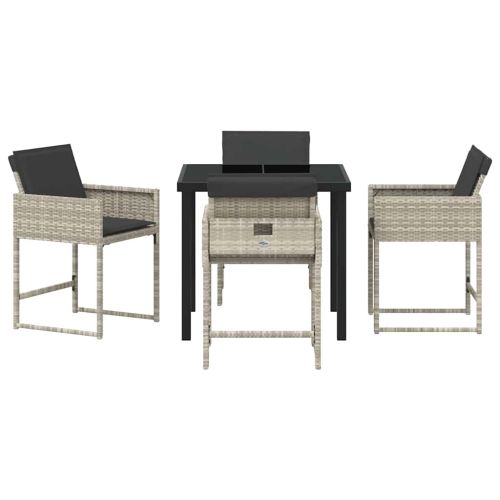 Комплект за хранене в градината 5 pcs Светлосиво полиратан