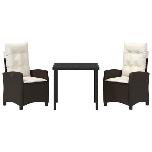 Комплект за хранене в градината 3 pcs Кафяво полиратан