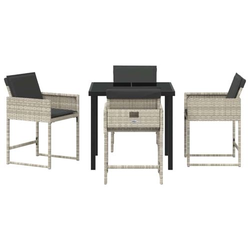 Комплект за хранене в градината 5 pcs Светлосиво полиратан