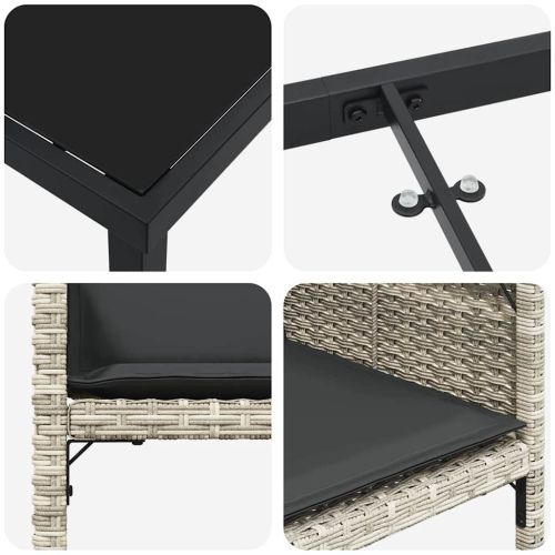 Комплект за хранене в градината 5 pcs Светлосиво полиратан