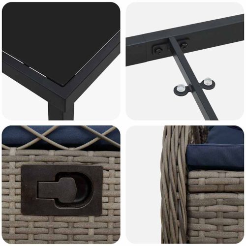 Комплект за хранене в градината 5 pcs Сив полиратан