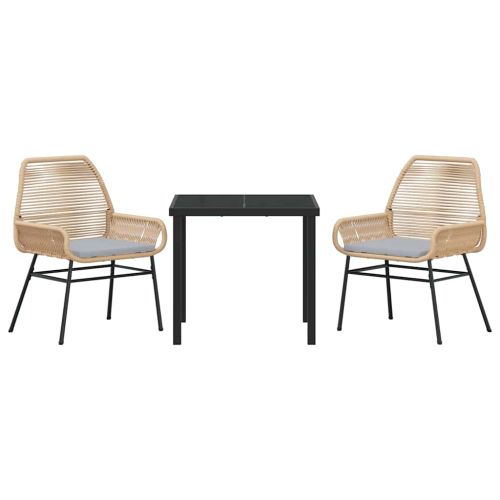 Комплект за хранене в градината 3 pcs Кафяво полиратан