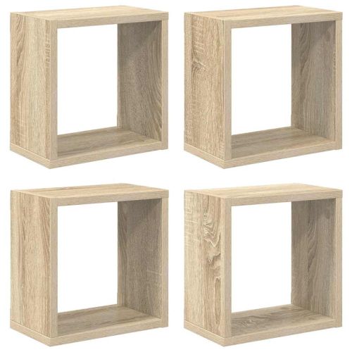 Стенни кубични рафтове, 4 бр, дъб сонома, 26x15x26 см