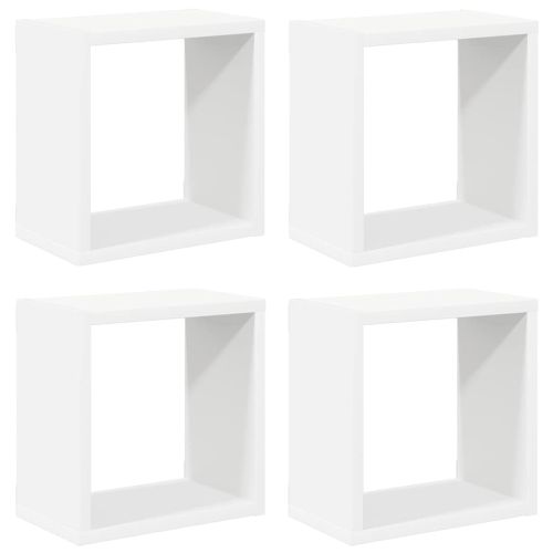 Стенни кубични рафтове, 4 бр, бели, 26x15x26 см