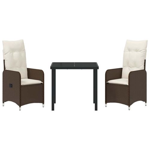 Комплект за хранене в градината 3 pcs Кафяво полиратан