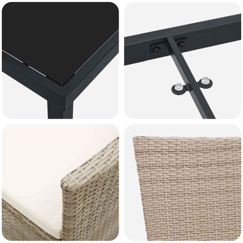 Комплект за хранене в градината 3 pcs Бежово полиратан