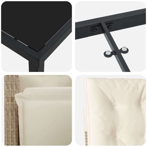 Комплект за хранене в градината 3 pcs Бежово полиратан