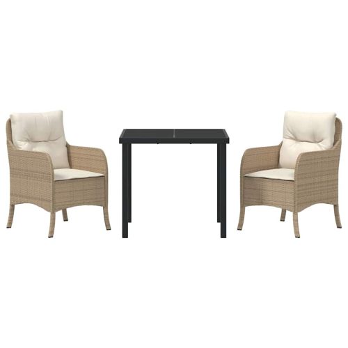 Комплект за хранене в градината 3 pcs Бежово полиратан