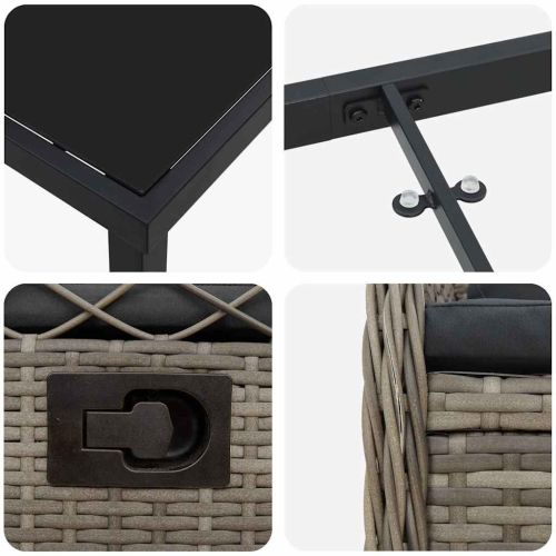 Комплект за хранене в градината 3 pcs Сив полиратан