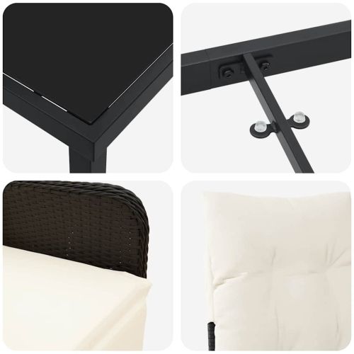 Комплект за хранене в градината 3 pcs Черно полиратан