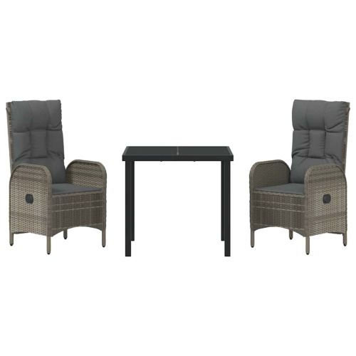 Комплект за хранене в градината 3 pcs Сив полиратан