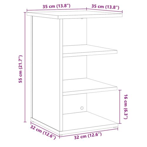 Сайдборд, дъб артизан, 35x35x55 см, инженерно дърво