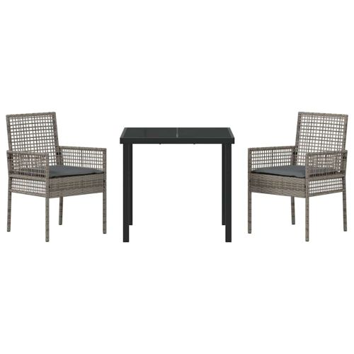 Комплект за хранене в градината 3 pcs Сив полиратан