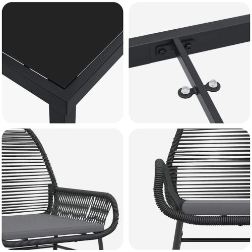 Комплект за хранене в градината 3 pcs Черно полиратан