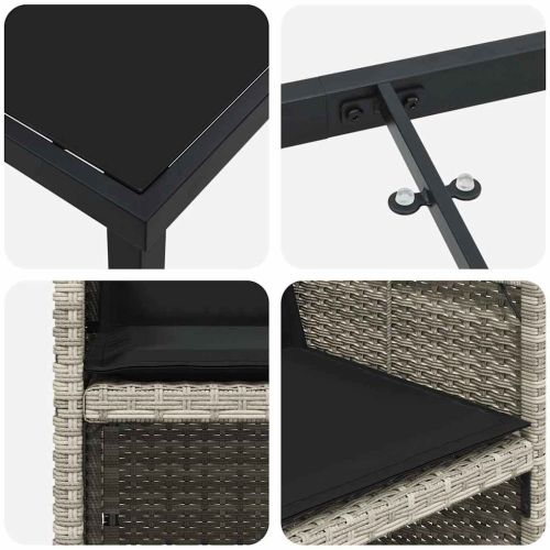 Комплект за хранене в градината 5 pcs Светлосиво полиратан